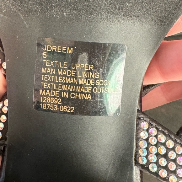 Steve Madden Tween Teen Girls Dreem Black Rhinestone Sandals Dress Shoes 5 6 NEW - Picture 5 of 11